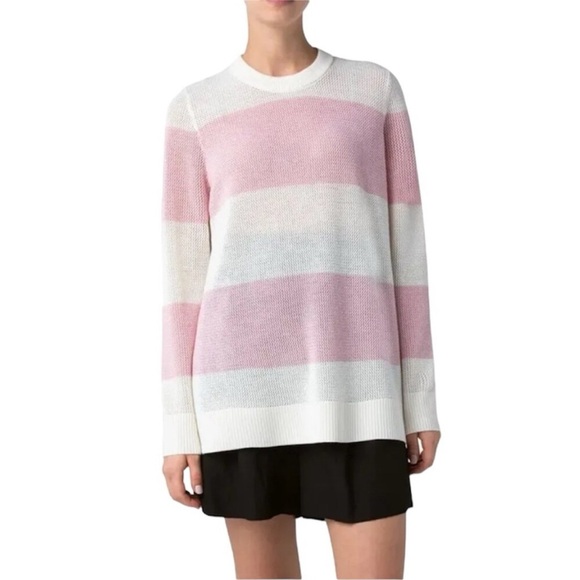 Akris Punto Cream & Pink Striped Wool Sweater - Picture 2 of 2